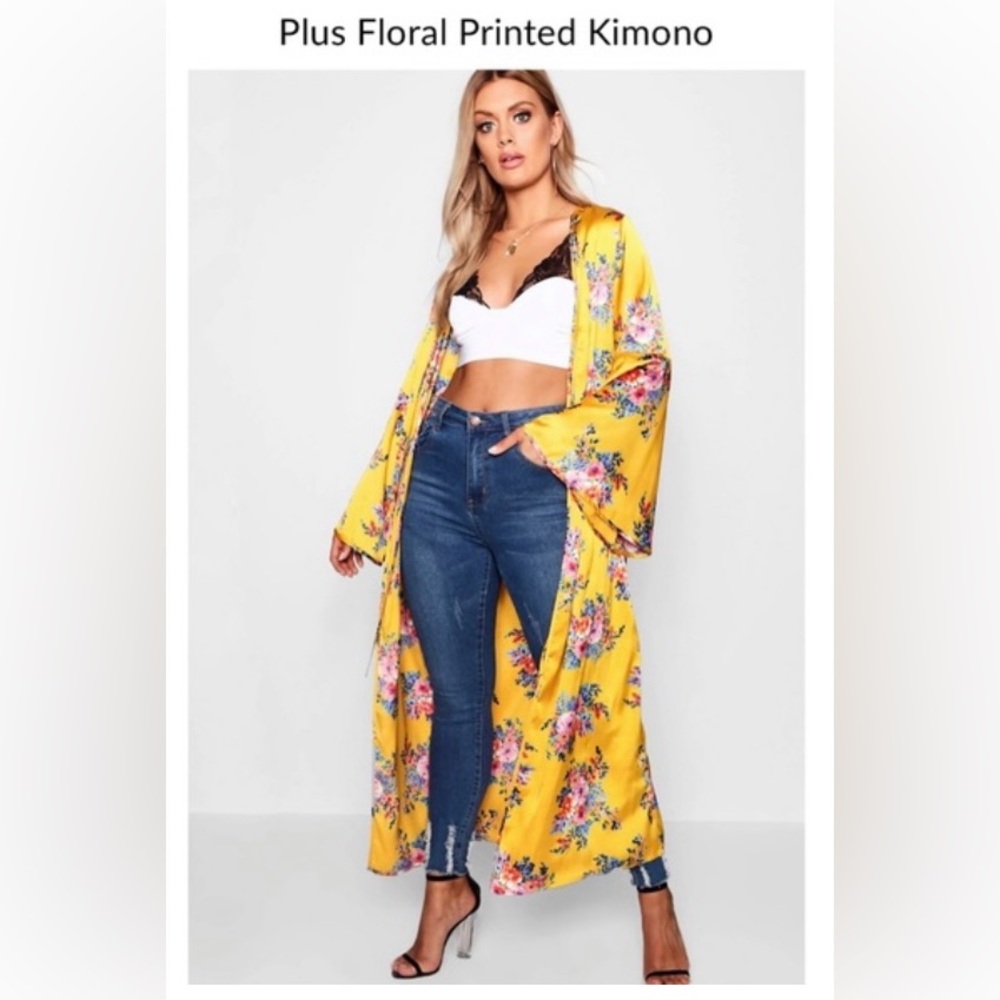 Boohoo Yellow Floral Duster Size 20